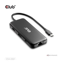 Club3D Dokovací stanice 8v1, USB-C 3.2, 1xHDMI, 1xDP, 2xUSB, 1xmicroSD/SD, 1xUSB-C PD100W, 1xRJ45, černá
