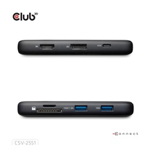 Club3D Dokovací stanice 8v1, USB-C 3.2, 1xHDMI, 1xDP, 2xUSB, 1xmicroSD/SD, 1xUSB-C PD100W, 1xRJ45, černá