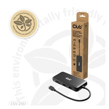 Club3D Dokovací stanice 8v1, USB-C 3.2, 1xHDMI, 1xDP, 2xUSB, 1xmicroSD/SD, 1xUSB-C PD100W, 1xRJ45, černá