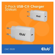 Club3D Nabíječka, USB-C, Power Delivery 15V/2A, 2-pack, bílá