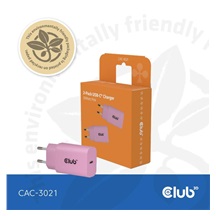 Club3D Nabíječka, USB-C, Power Delivery 15V/2A, 2-pack, růžová