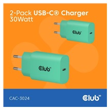 Club3D Nabíječka, USB-C, Power Delivery 15V/2A, 2-pack, zelená