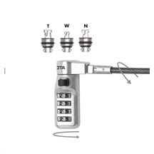 DICOTA Universal Security Cable Lock, 3 Exchangeable heads fits all slots, combination