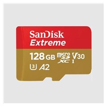 SanDisk micro SDXC karta 128GB Extreme (190 MB/s Class 10, UHS-I U3 V30) + adaptér