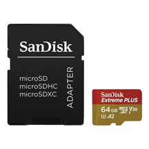 SanDisk micro SDXC karta 64GB Extreme PLUS (200 MB/s Class 10, UHS-I U3 V30) + adaptér