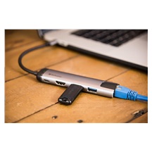 VERBATIM 49141 USB-C Multiport HUB, 2x USB 3.0, 1x USB-C, HDMI, LAN, šedá dokovací stanice