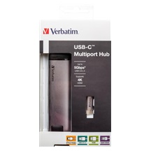 VERBATIM 49141 USB-C Multiport HUB, 2x USB 3.0, 1x USB-C, HDMI, LAN, šedá dokovací stanice