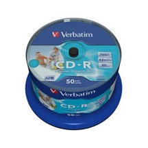 VERBATIM CD-R(50-Pack)Spindle/Inkjet Printable/52x/700MB / Non ID Branded