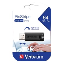 VERBATIM Flash Disk 64GB PinStripe USB 3.0, černá