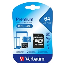 VERBATIM MicroSDXC karta 64GB Premium, U1 + adaptér