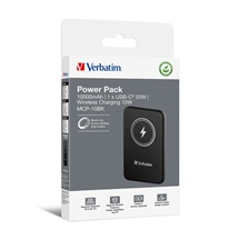 VERBATIM Powerbanka Charge 'n' Go, Magnetická, 10000 mAh, USB-C, Černá
