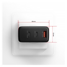 AXAGON ACU-DPQ100, GaN nabíječka do sítě 100W, 3x port (USB-A + dual USB-C), PD3.0/PPS/QC4+/Apple