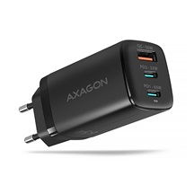 AXAGON ACU-DPQ65, GaN nabíječka do sítě 65W, 3x port (USB-A + dual USB-C), PD3.0/QC4+/PPS/Apple