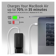 AXAGON ACU-DPQ65, GaN nabíječka do sítě 65W, 3x port (USB-A + dual USB-C), PD3.0/QC4+/PPS/Apple