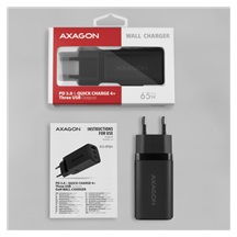 AXAGON ACU-DPQ65, GaN nabíječka do sítě 65W, 3x port (USB-A + dual USB-C), PD3.0/QC4+/PPS/Apple