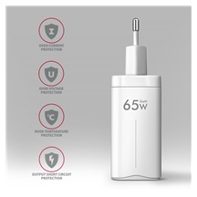 AXAGON ACU-DPQ65W, GaN nabíječka do sítě 65W, 3x port (USB-A + dual USB-C), PD3.0/QC4+/PPS/Apple