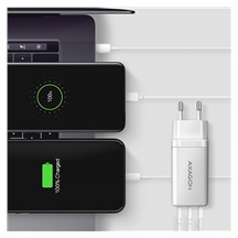 AXAGON ACU-DPQ65W, GaN nabíječka do sítě 65W, 3x port (USB-A + dual USB-C), PD3.0/QC4+/PPS/Apple