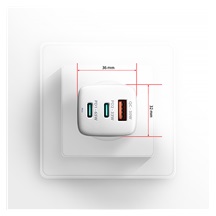AXAGON ACU-DPQ65W, GaN nabíječka do sítě 65W, 3x port (USB-A + dual USB-C), PD3.0/QC4+/PPS/Apple