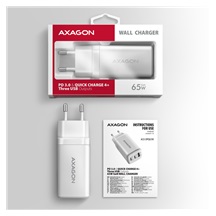 AXAGON ACU-DPQ65W, GaN nabíječka do sítě 65W, 3x port (USB-A + dual USB-C), PD3.0/QC4+/PPS/Apple