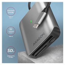 AXAGON CRE-S3C, USB-C 3.2 Gen 1 - SUPERSPEED čtečka karet 3-slot & lun SD/microSD/CF, podpora UHS-II
