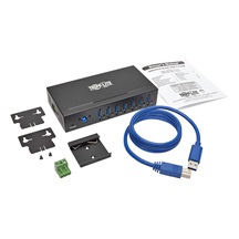 Rozbočovač 7x USB 3, průmyslový, odolnost ESD 20kV, kovové pouzdro, možnost montáže
