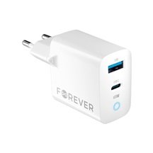 Rychlonabíječka do sítě Forever GaN TC-06-65AC PD QC 1x USB-C 1x USB 65W bílá