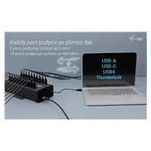 i-tec USB-C/USB-A Metal Charging + Data HUB, 15W/port, 20x USB-C, 360W