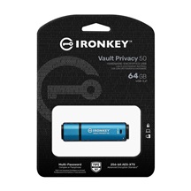 Kingston IronKey Vault Privacy 50/64GB/USB 3.2/USB-A/Modrá