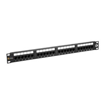 Solarix 19" patch panel Solarix 24 x RJ45 CAT5E UTP 150 MHz černý 1U SX24-5E-UTP-BK