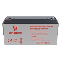 Conexpro baterie AGM 12V, 65Ah, životnost 10 let, M6, Deep cycle