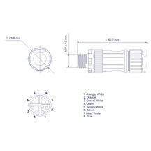 Teltonika datový konektor M12 X type 8-PIN, samec