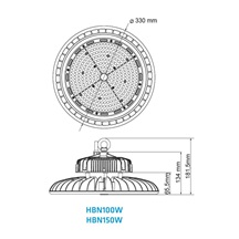 THREELINE HBN150WBF120 150W průmyslové High bay LED osvětlení Normal White ANNA