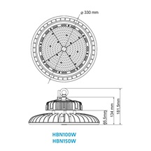 THREELINE HBN100WLBF60-5500K ANNA, 100W, průmyslové LED osvětlení, s konzolí k uchycení, osvit 60°